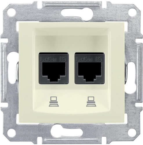Розетка компьютерная экранированная без рамки Schneider Electric Sedna 2-м. RJ45+RJ45 5e бежевый фото Розетка компьютерная экранированная без рамки Schneider Electric Sedna 2-м. RJ45+RJ45 5e бежевый картинка
